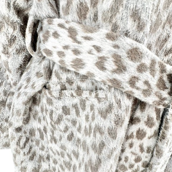 Old Navy Maternity Coat Women's XL Gray Leopard Print Zip and Waist Tie Closure - Picture 3 of 12